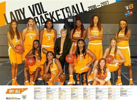 2016 2017 Tennessee Lady Vols Womens Basketball Team Lady Vols Basketball Basketball Teams