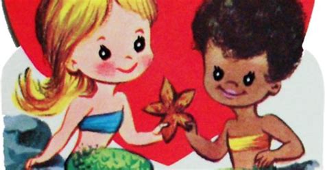 Is This An Interracial Lesbian Mermaid Couple On This Card From The 60s