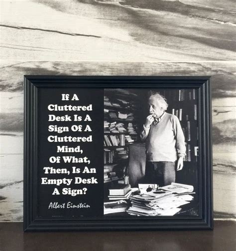 Albert Einstein Famous Messy Desk Quote In 95x115 Black Wood Etsy