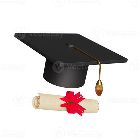 Sombrero De Graduación O Birrete Con Diploma Enrollado Concepto De