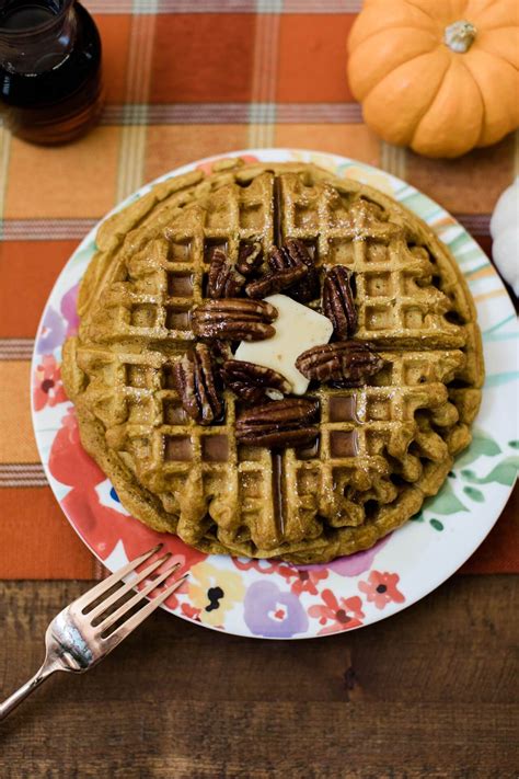 Pumpkin Spiced Waffles Pumpkin Spice Waffles Pumpkin Pecan Pie Pumpkin Puree Sugared Pecans