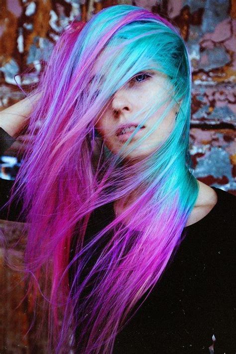 It often gives a heavy sheen or even a metallic look to the hair as well. I wish! Gorgeous pink purple turquoise hair!! Mermaid ...