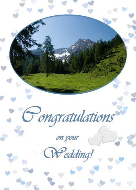 Mountain Top Hearts In White Blue Wedding Congrats Hiking Card With