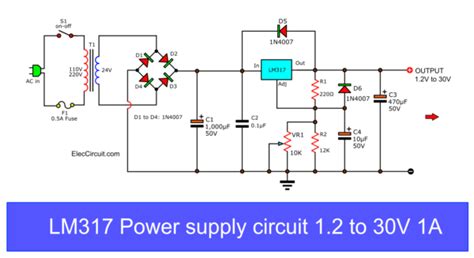 My First Variable Power Supply Using Lm317 Eleccircuit