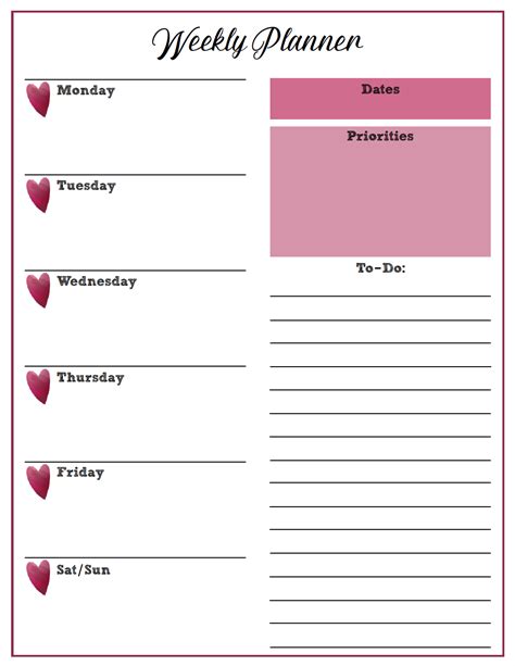 Free Printable Weekly Planners Monday Start 4 Designs Monday To