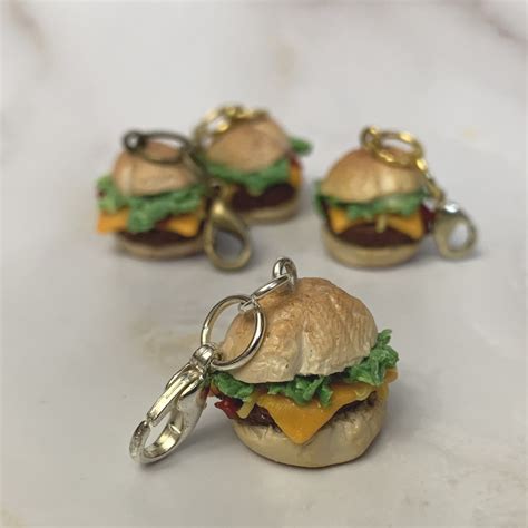 Cheeseburger Miniature Polymer Clay Charm Jewellery Knitting Etsy