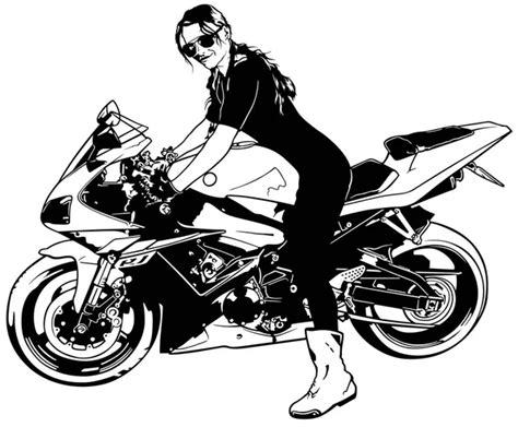 dessin femme sur moto sexy femme assise sur une moto de sport — photographie eugenepartyzan