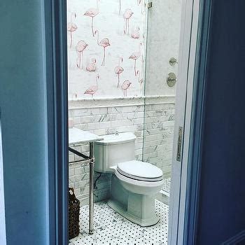 Like the gray in the marble, becky says, purple is a cool color, but the deep shade creates some visual interest that plays nicely off the cool tones. Half Tiled Bathroom Walls Design Ideas