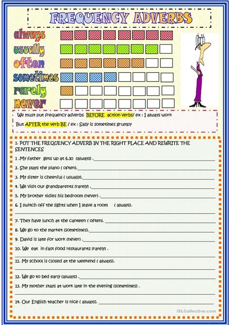 Frequency Adverbs 2 Page Activity Worksheet Free Esl Printable