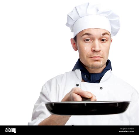 Chef Holding Frying Pan Stock Photo Alamy