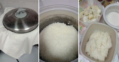 Tekan butang on pada rice cooker sekali lagi. Tip Tanak Pulut Guna Rice Cooker. Tudung Periuk Kena Lapik ...