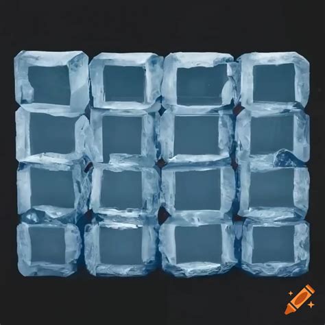 2d Ice Block Wall In Black Background
