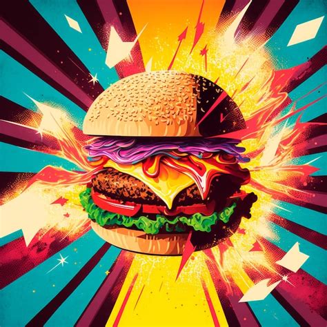 Premium Photo Colorful Burger In Thiel Pop Art