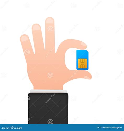 Vector Mobile Cellular Phone Sim Card In Hands Chip Isolated On White