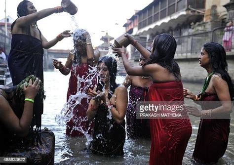 nepalese hindu women take a ritual bath in the bagmati river during nachrichtenfoto getty