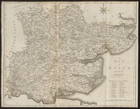 A Map Of Essex From The Best Authorities County Map Cary 1805 Old