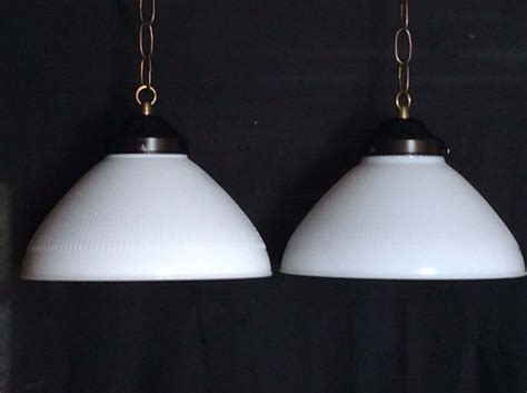 Antique Pair Of Milk Glass Pendant Lights S Industrial Textured Large Inch Glass