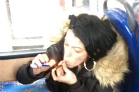 Police Probe Shocking Pictures Of Woman Sparking Up Crack Pipe And Smoking On Top Deck Of