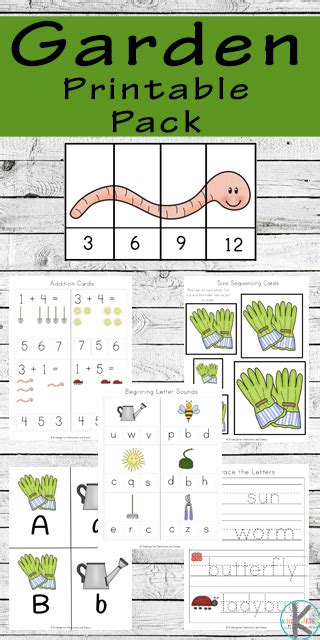 garden printable pack kindergarten worksheets  games