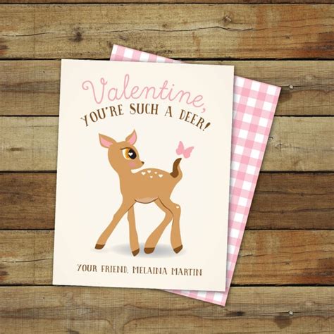 Deer Valentines Day Card Printable Deer Valentine Etsy