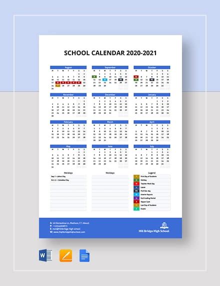 18 Sample School Calendar Templates Word Psd