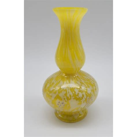 Yellow Drip Glass Vase Unique Vintage Art Glass De4 Etsy