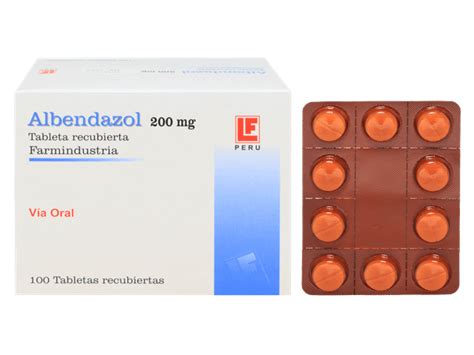 Albendazol Farmindustria Tabletas Recubiertas Caja X 100 200 Mg