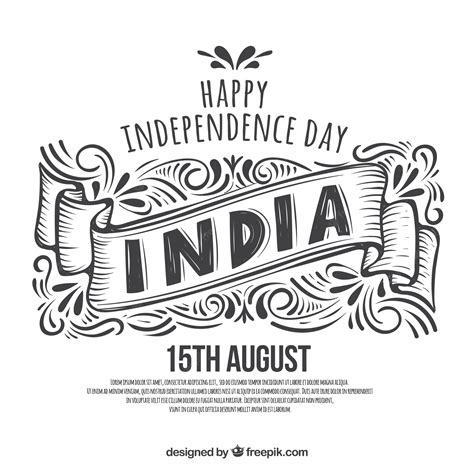 Premium Vector Black And White Hand Drawn Indian Independence Day