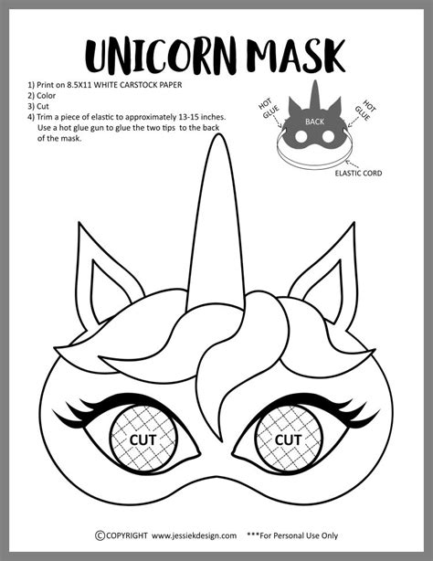Unicorn Mask Coloring Pages