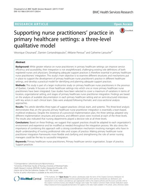 Pdf Supporting Nurse Practitioners Practice In Primary Healthcare