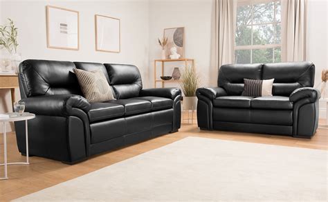 Bromley Black Leather 32 Seater Sofa Set Furniture Choice