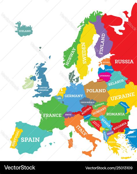 Political Map Europe Continent Royalty Free Vector Image