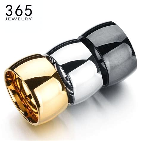 Top Quality 12mm Big Wide Stainless Steel Ring Fashion Punk Rock