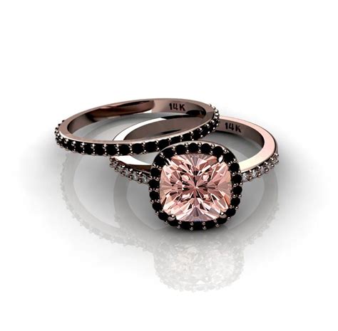 Our rose gold and black coupons, promos and discount codes. 2.00 carat Morganite and Black diamond Halo Bridal Set in 10k Rose Gold - JeenJewels