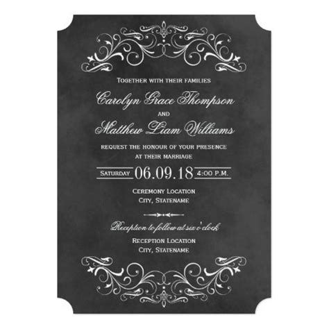Vintage Wedding Invitations Chalkboard Flourish Invitation Card