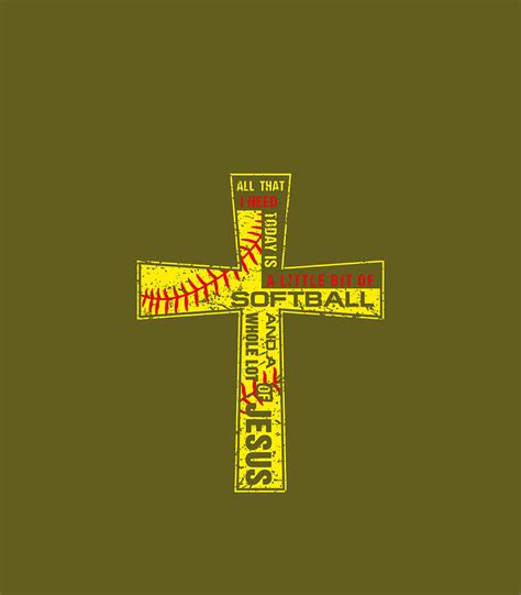 softball girl christian cross faith i need softball jesus digital art by vandac ivana fine art