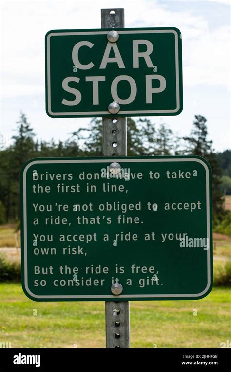 Car Stop Sign At North Pender Island Stock Photo Alamy