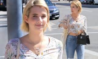 Emma Roberts Flashes Midriff In Colorful Blouse Daily Mail Online