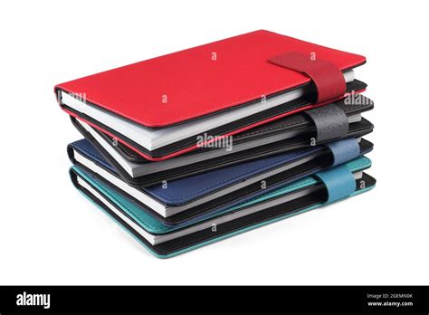 Stack Of Colorful Diaries On White Background Stock Photo Alamy