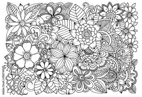 Doodle floral drawing. Art therapy coloring page. Stock Vector | Adobe ...