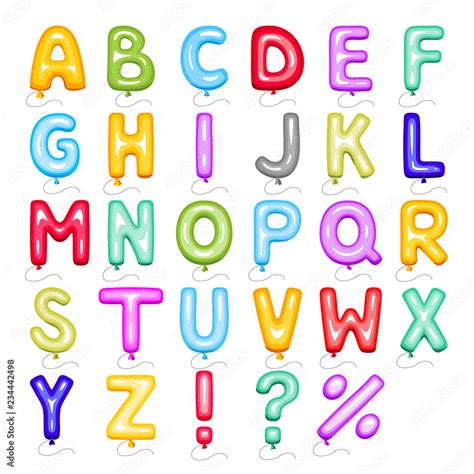 Cartoon Bubble Font Colored Letters Of The Alphabet Made From Balloons