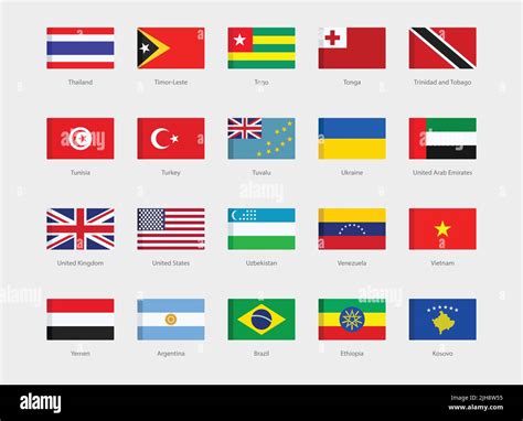 The Set Of The World Sovereign Country Flag Vector Icons In