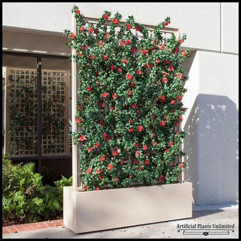 Can artificial plants be used outdoors. Growing Trellis Space Dividers in Fiberglass Planters ...