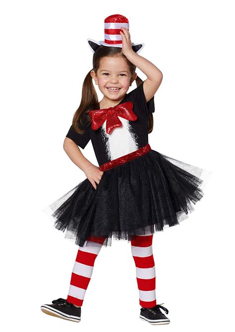 Kids Cat In The Hat Costume Dr Seuss Girls Book Week Child Fancy Dress