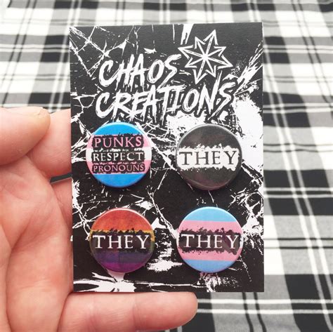 They Pronoun 4 Pack Pin Badge Punk Pins Punk Badges Etsy Punk Pins Feminist Pins Punk