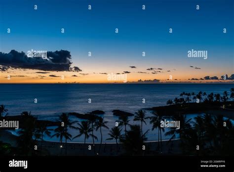 Scenic Panoramic West Oahu Blue Hour Vista Hawaii Stock Photo Alamy