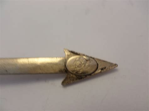 Signed Vintage Arrow Pin Double Arrow Pin Borealis Rhinestones On Gold
