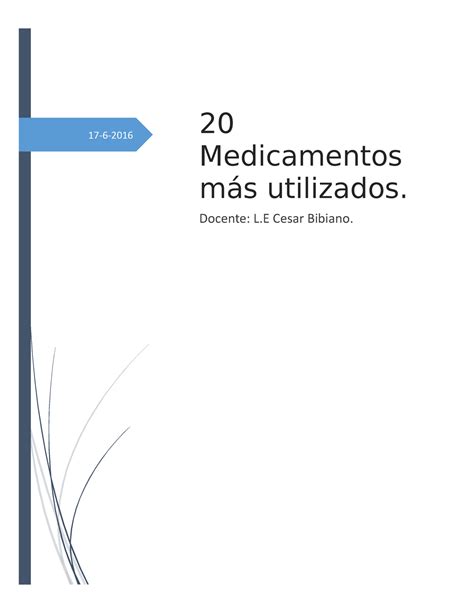 Medicamentos Mas Usados En Urgencias Medicamentos M S Utilizados Docente L