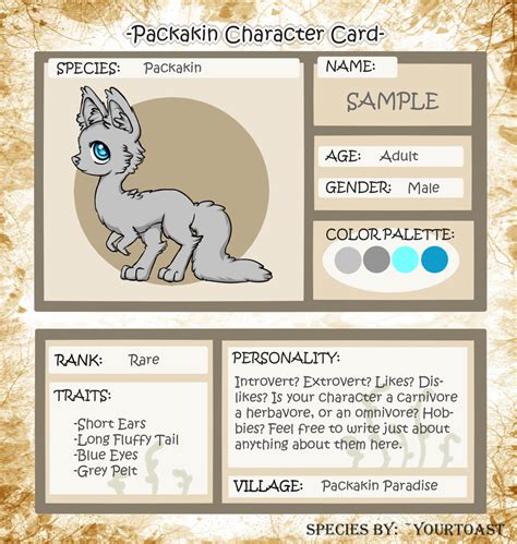 Example Character Card By Yourtoast On Deviantart