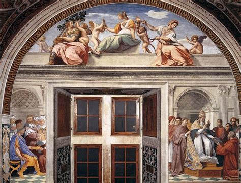Cardinal And Theological Virtues View Of The South Wall Painting By Raphael
